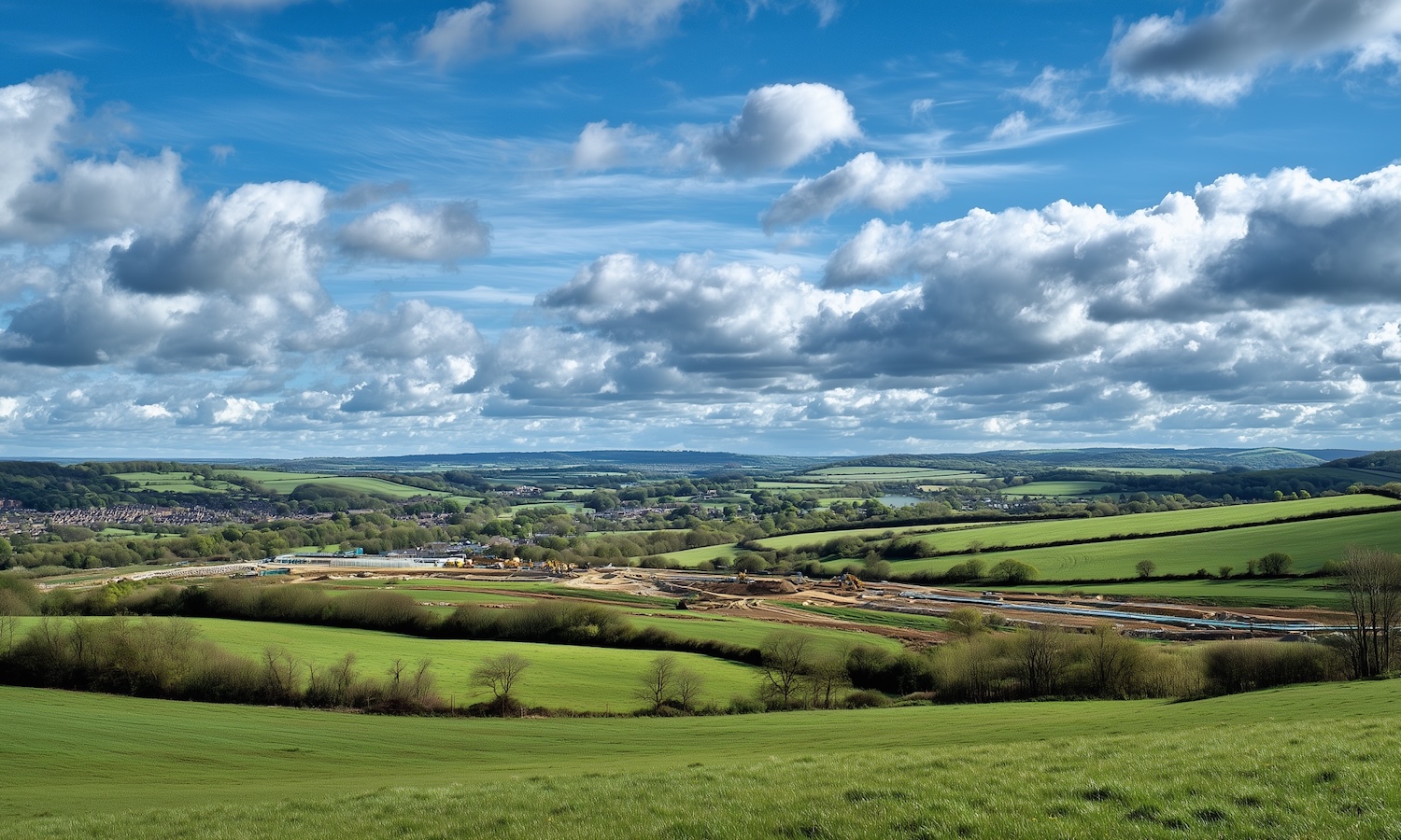 Fields with Pipe Laying Work