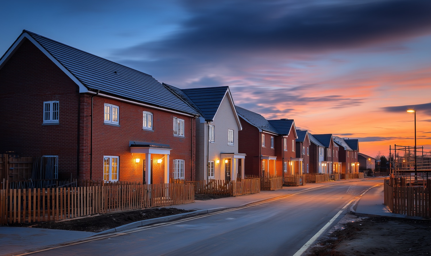 Row of Houses During New Build