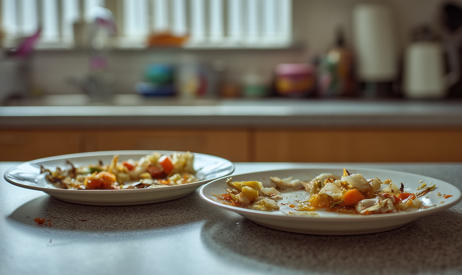 Dinner Plates with Waste Food
