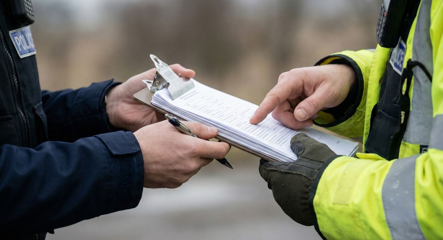 Police Enforcement Officers with Clipboard