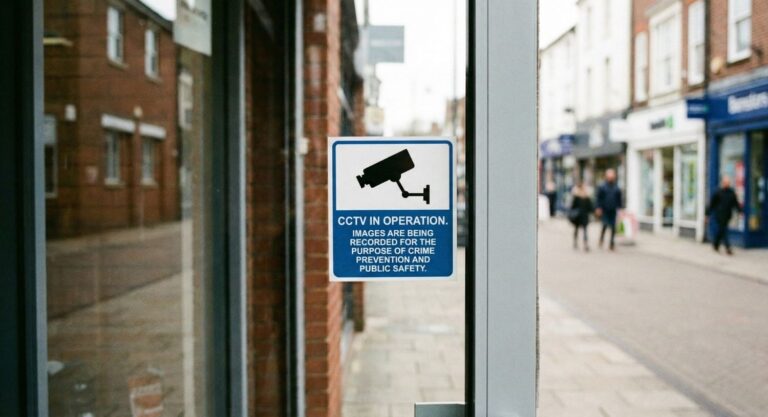 CCTV Sticker on Shop Door