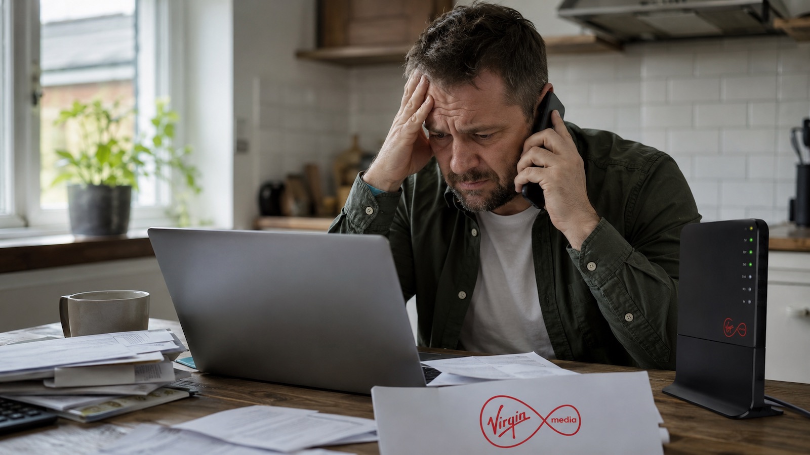 Frustrated Man Dealing with Virgin Media