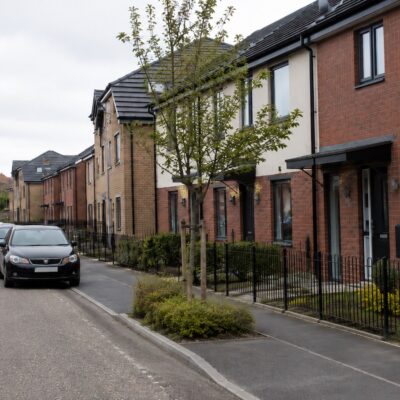 Quiet Suburban Street on Overcast Day